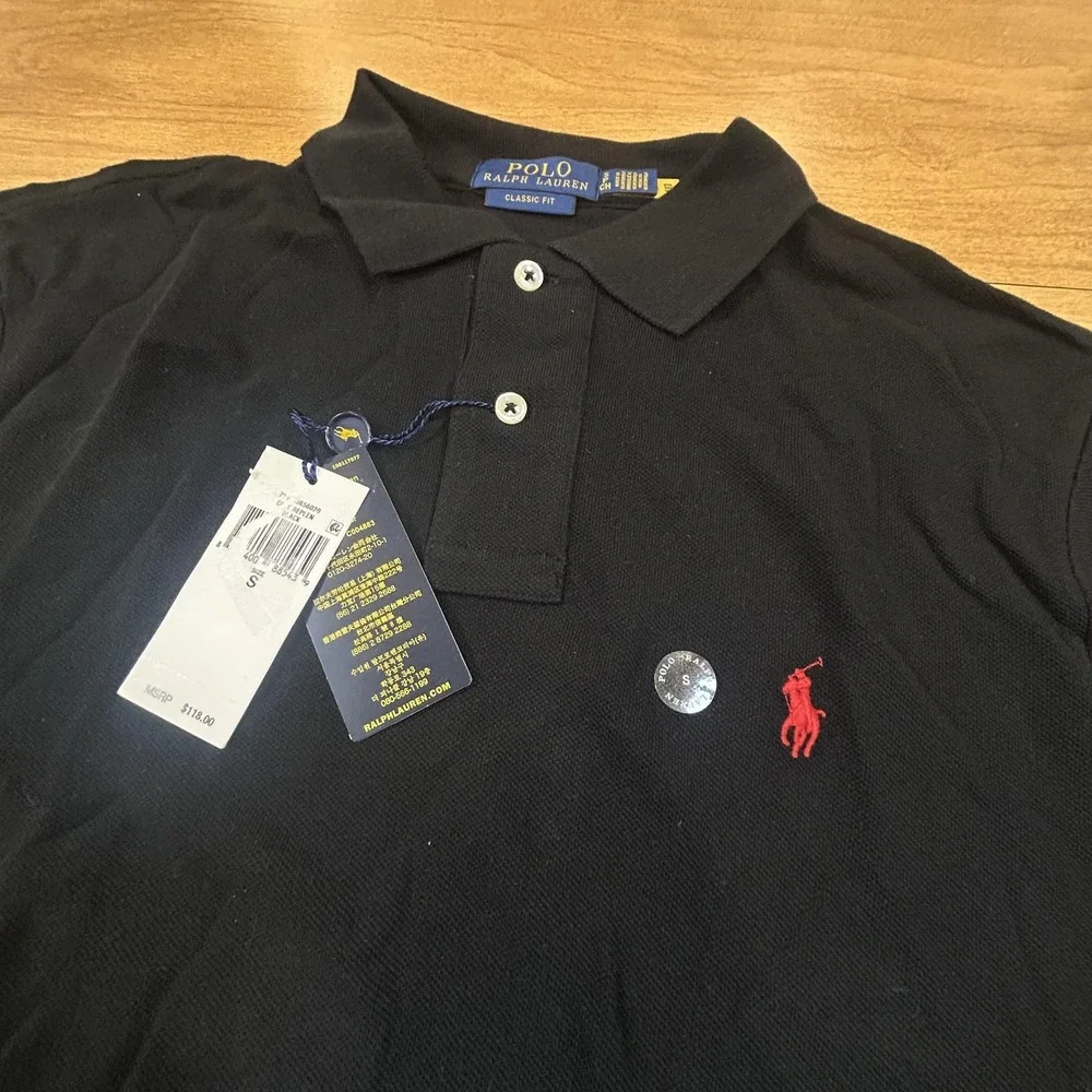 Polo Ralph Lauren Polo Shirt Mens Small Black Classic Fit Knit Cotton Pony NWT